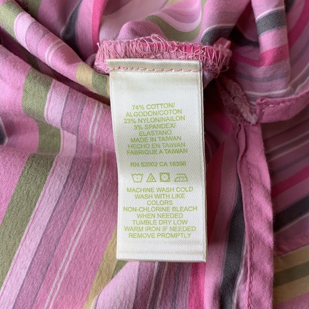Sigrid Olsen Pink & Green Stripe Button Up Shirt … - image 6